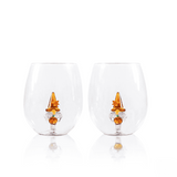 3D Pumpkin Gnome Stemless Wine Glasses Aaria Tees