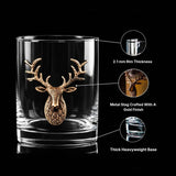 Gold Stag Deer Whiskey Glasses Aaria Tees