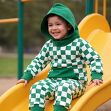 Greatest Green Checker Hooded Jogger Set Aaria Tees