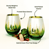 Green Pine Tree Stemless Wine Glasses Aaria Tees