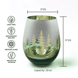 Green Pine Tree Stemless Wine Glasses Aaria Tees