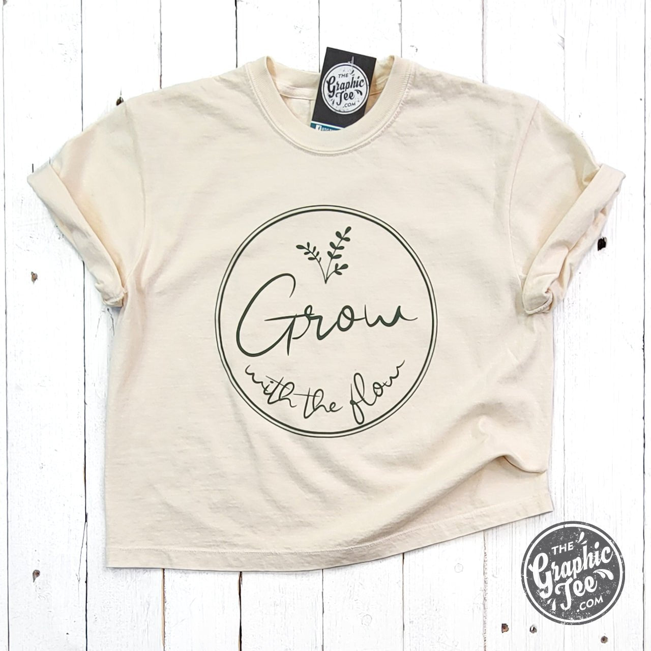 Grow with the Flow Ladies Waist Length Pigment Dyed Tee - Aaria Tees Aaria Tees