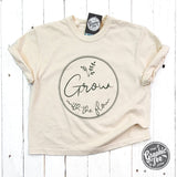 Grow with the Flow Ladies Waist Length Pigment Dyed Tee - Aaria Tees Aaria Tees