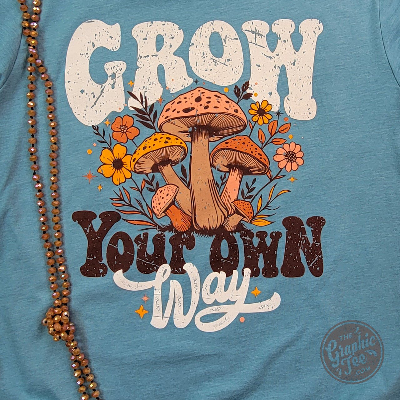 Grow Your Own Way Heather Blue Lagoon Short Sleeve Tee - Aaria Tees Aaria Tees
