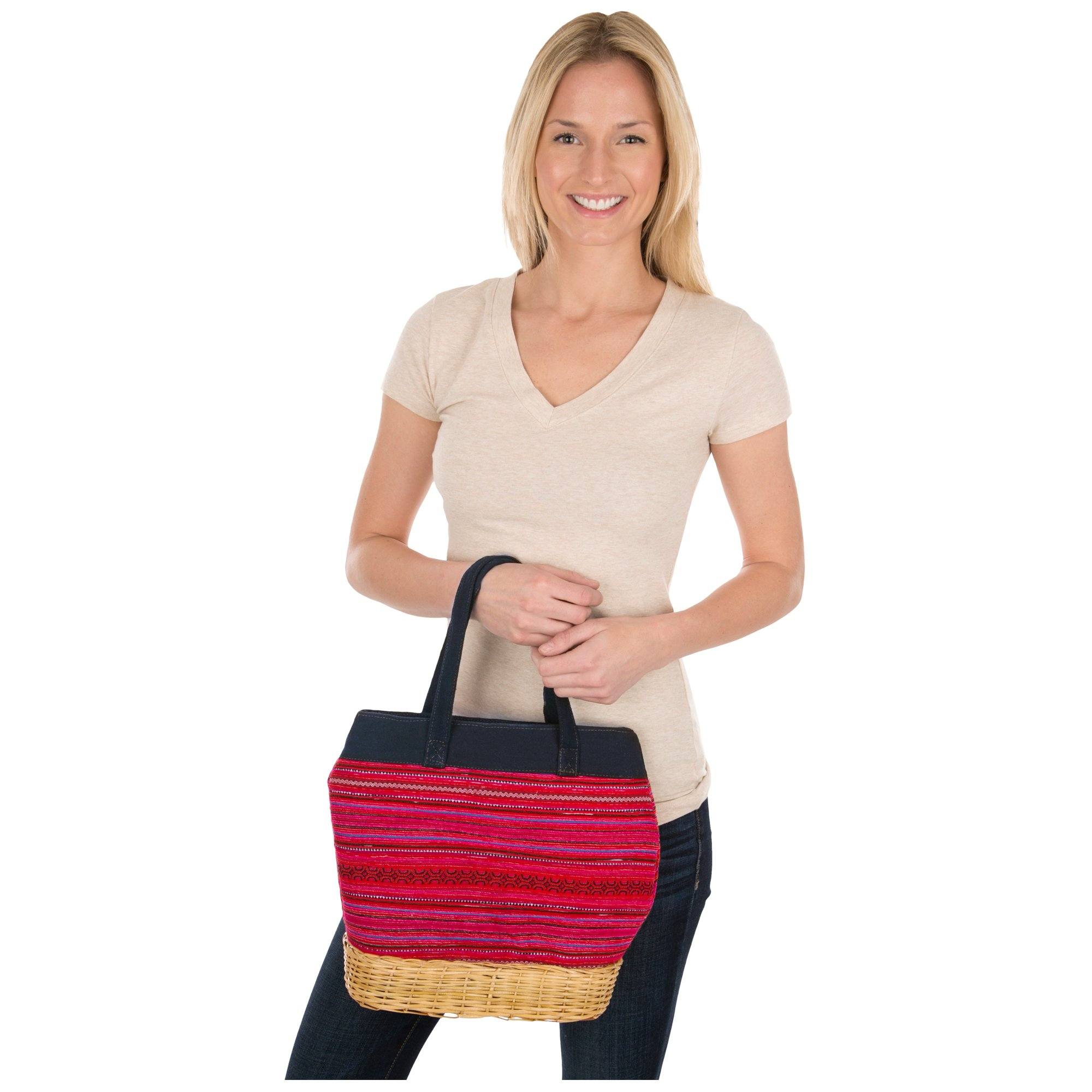 H'Mong Textile & Wicker Handbag - Aaria Tees Aaria Tees