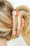 Hair Clip - Harper Red and Gold Checkered - Aaria Tees Aaria Tees