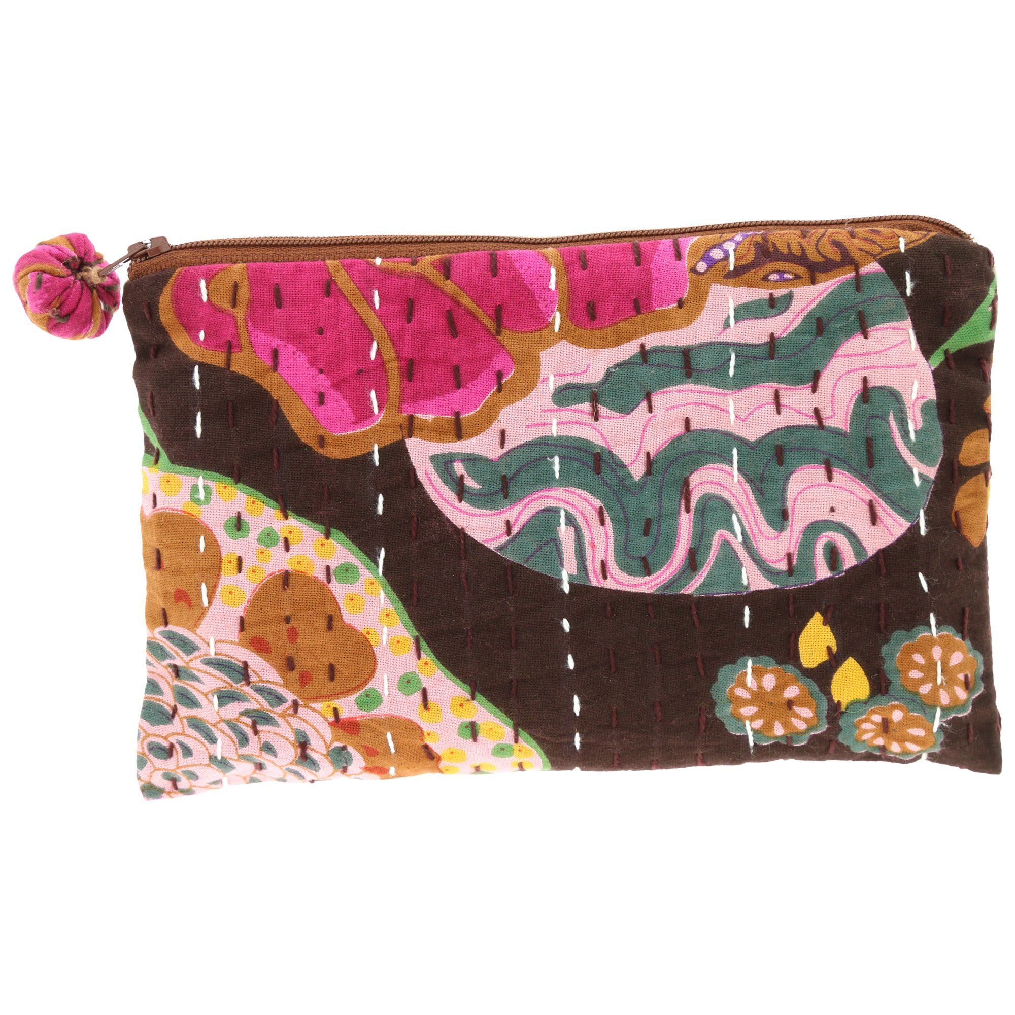 Hand-Stitched Kantha Cosmetic Bag - Aaria Tees Aaria Tees