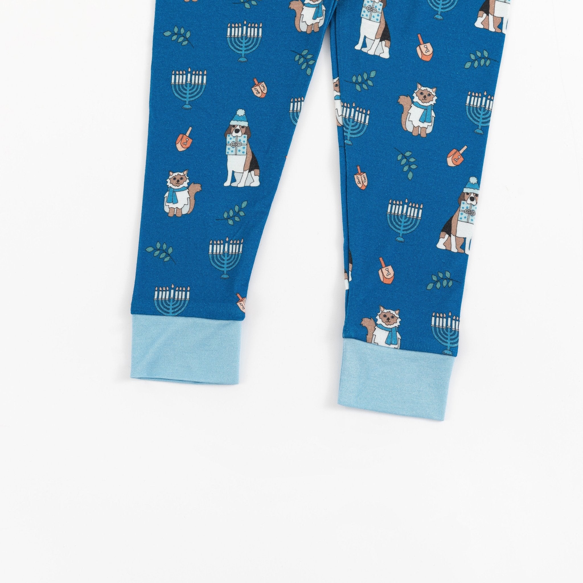 Hanukkah Pets (Long Sleeve PJ) - Blue - Aaria Tees Aaria Tees