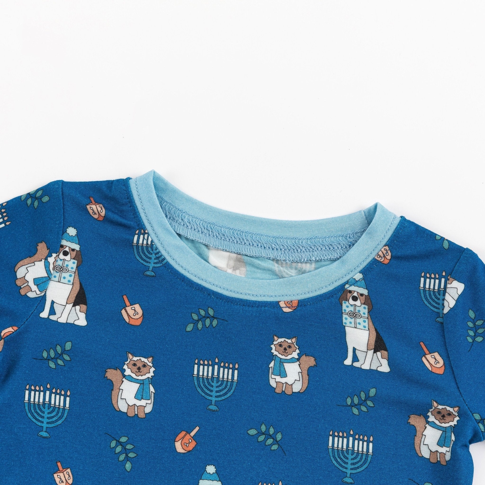 Hanukkah Pets (Long Sleeve PJ) - Blue - Aaria Tees Aaria Tees