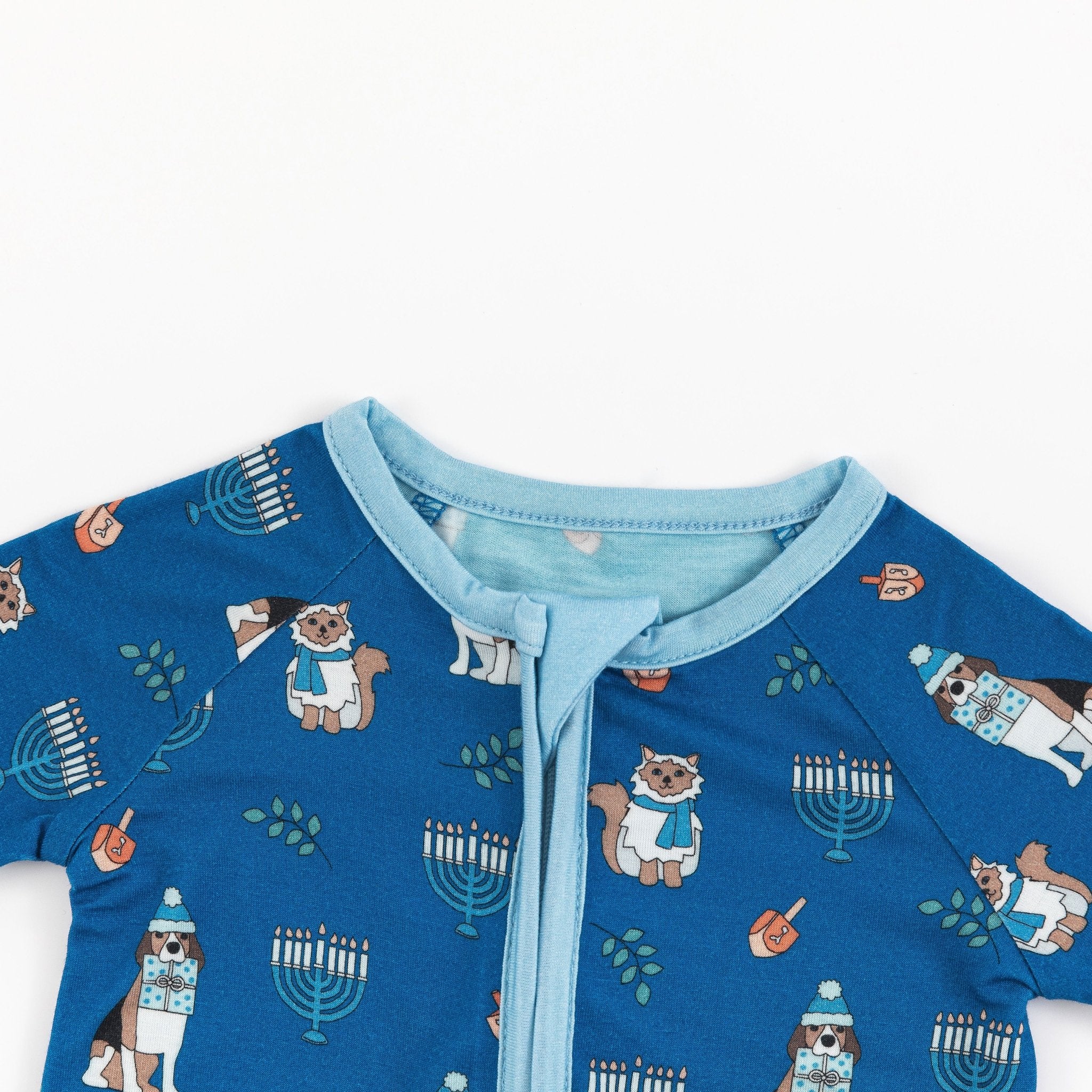 Hanukkah Pets (Convertible Zip Footies) - Blue - Aaria Tees Aaria Tees