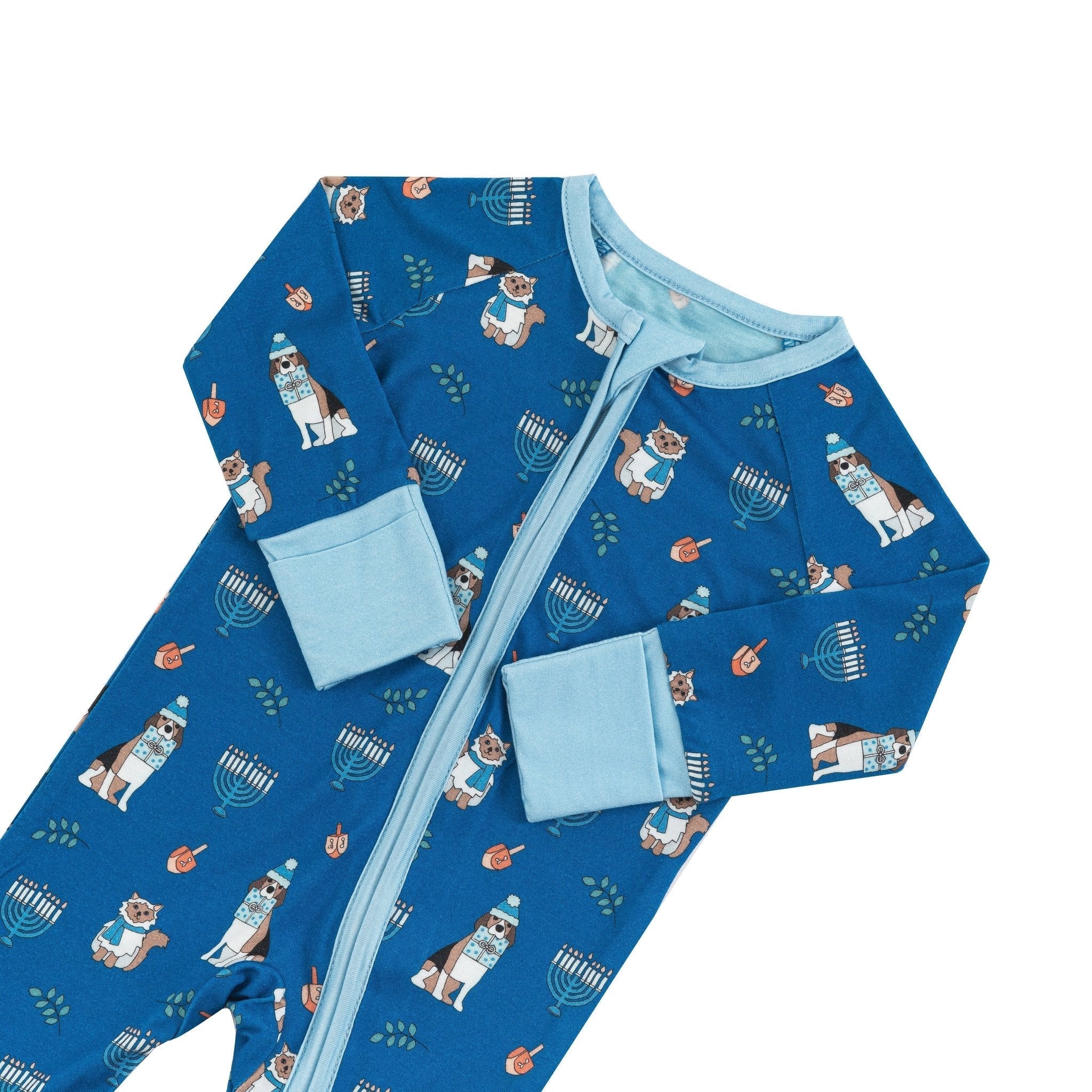 Hanukkah Pets (Convertible Zip Footies) - Blue - Aaria Tees Aaria Tees