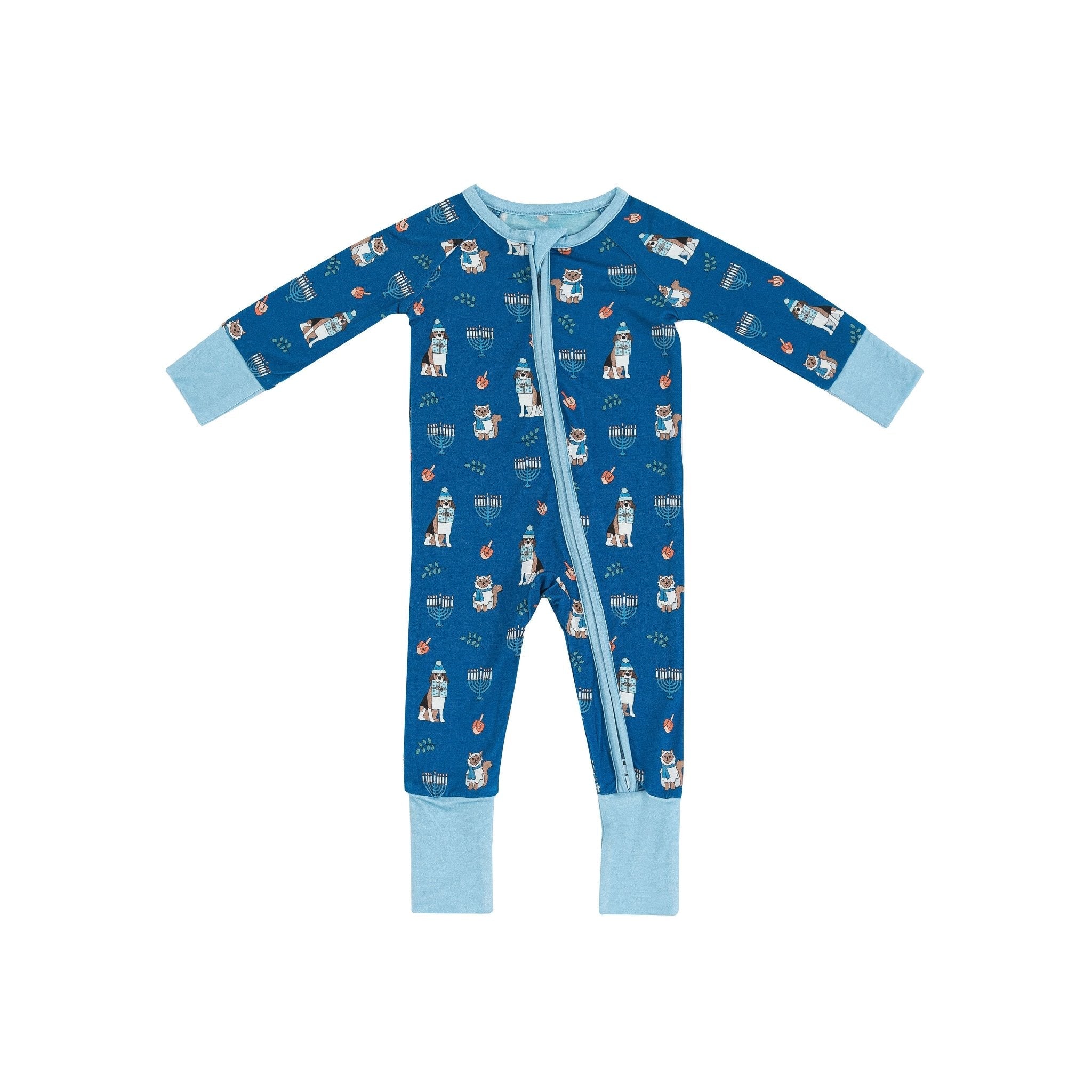 Hanukkah Pets (Convertible Zip Footies) - Blue - Aaria Tees Aaria Tees