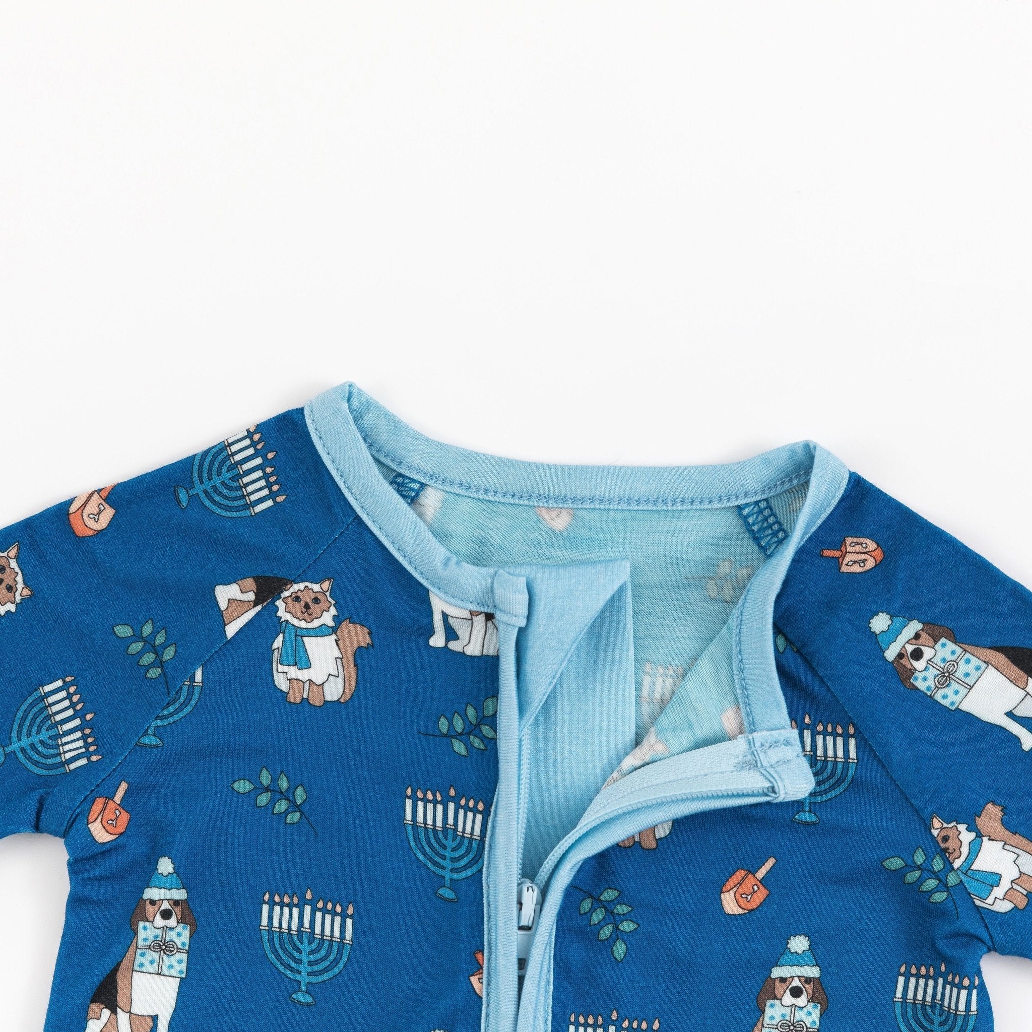 Hanukkah Pets (Convertible Zip Footies) - Blue - Aaria Tees Aaria Tees