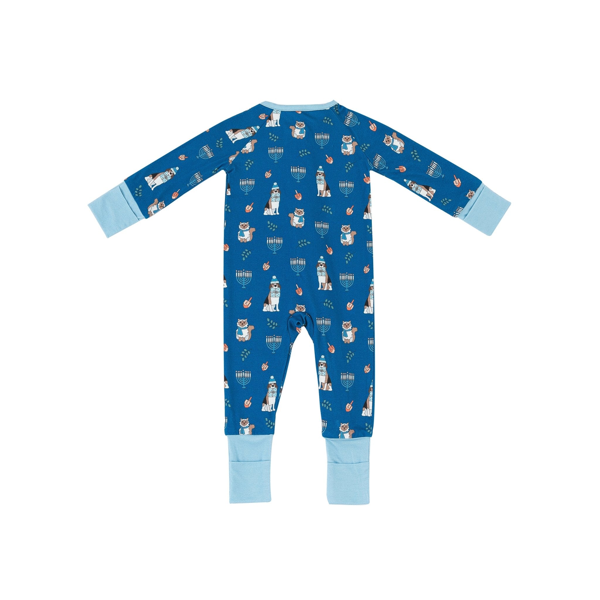 Hanukkah Pets (Convertible Zip Footies) - Blue - Aaria Tees Aaria Tees