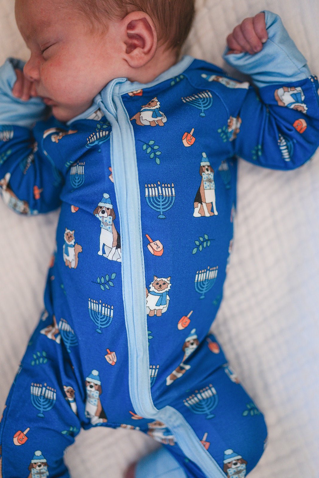 Hanukkah Pets (Convertible Zip Footies) - Blue - Aaria Tees Aaria Tees