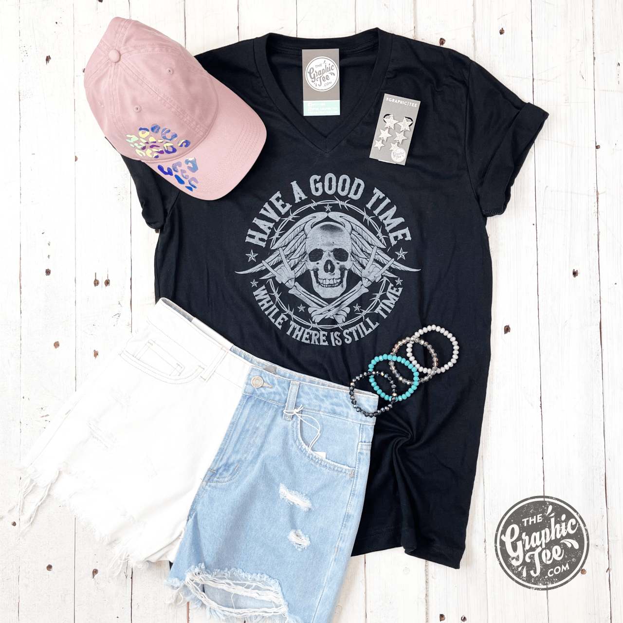 Have a Good Time While There is Still Time V-Neck Tee - Aaria Tees Aaria Tees