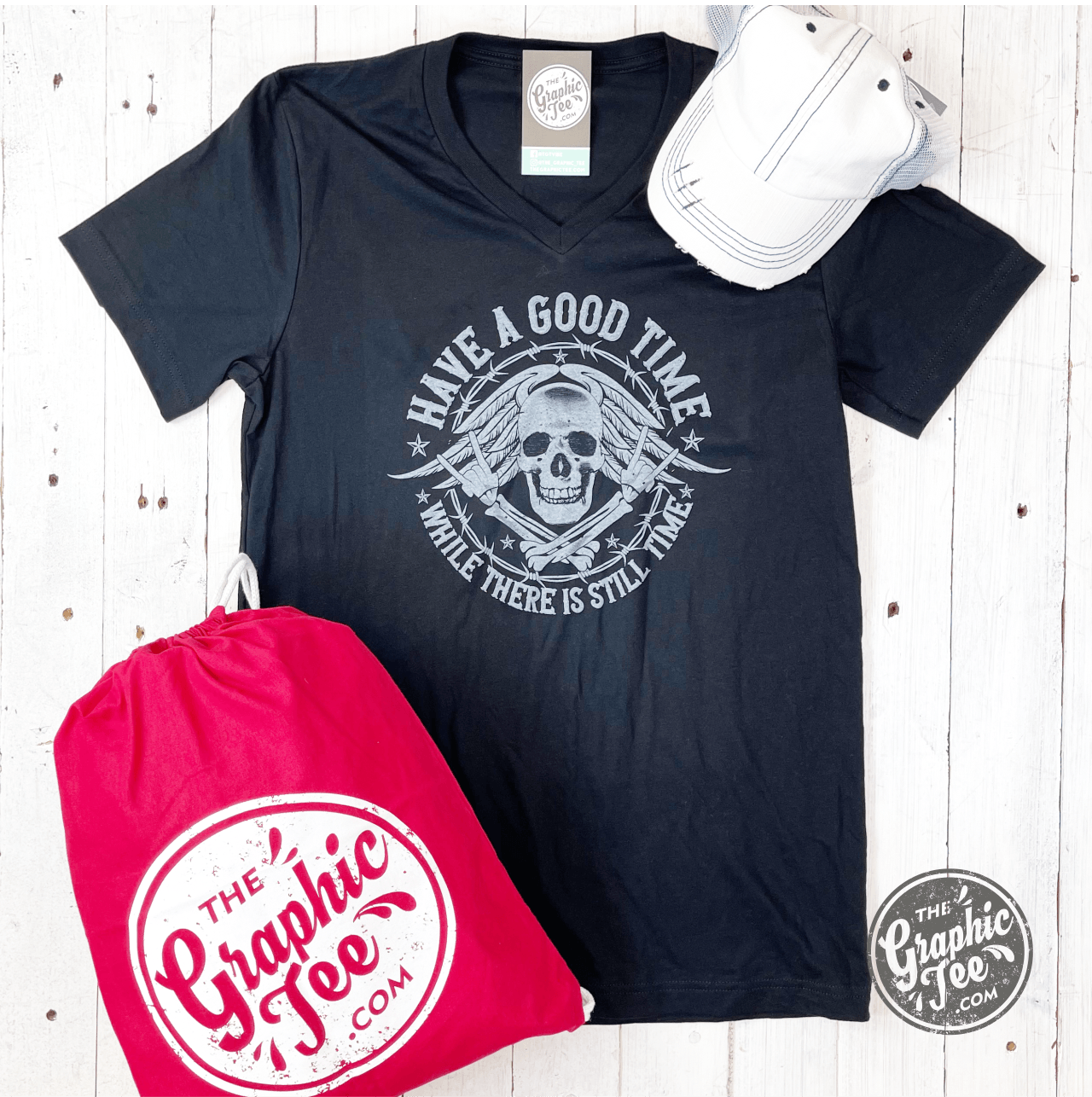 Have a Good Time While There is Still Time V-Neck Tee - Aaria Tees Aaria Tees