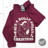 Have A Holly Jolly Christmas Maroon Long Sleeve Tee - Aaria Tees Aaria Tees