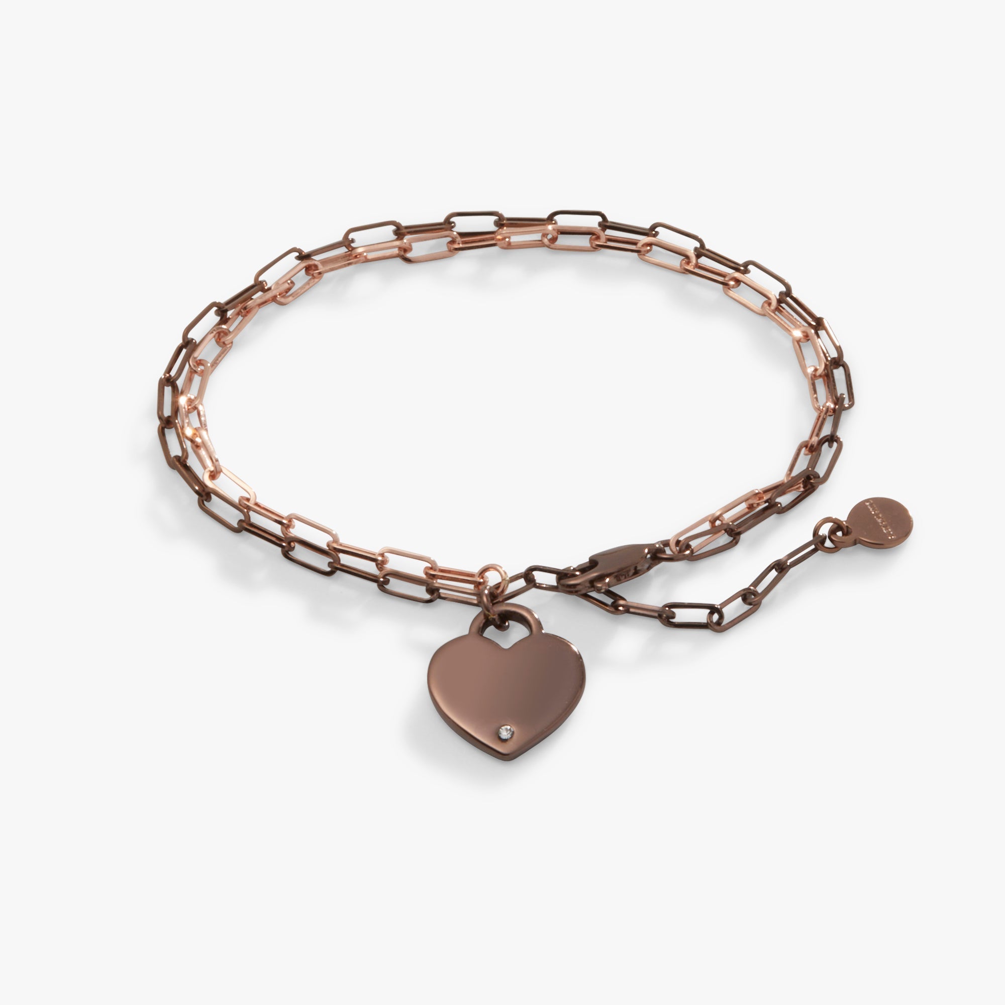 Heart Charm Double Paperclip Chain Bracelet - Aaria Tees Aaria Tees