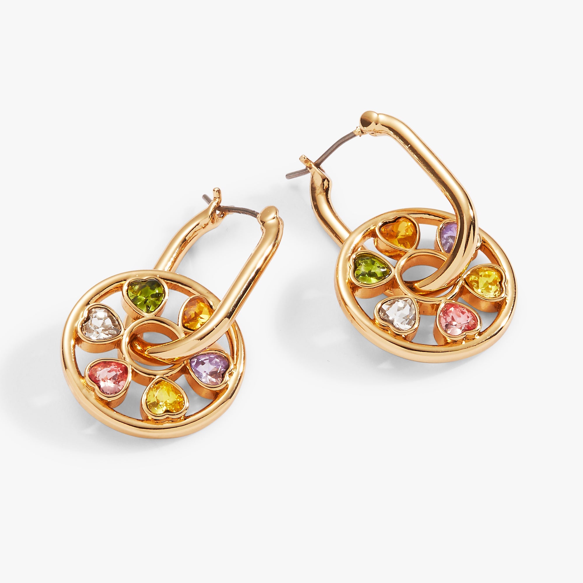 Heart Crystal Wheel Hoop Earrings - Aaria Tees Aaria Tees