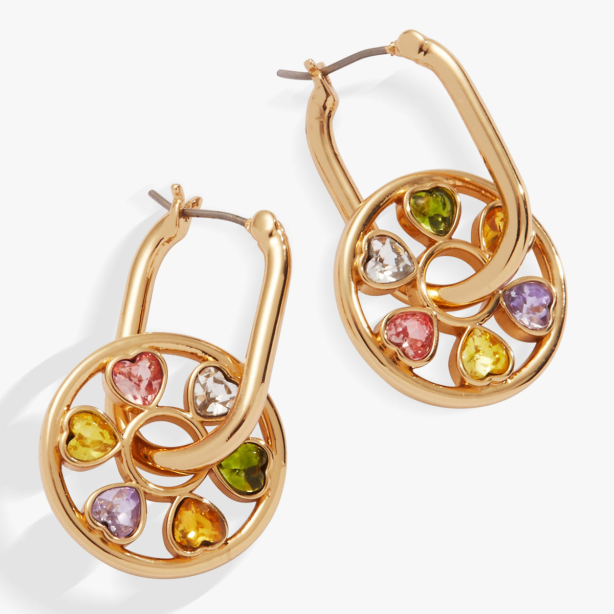 Heart Crystal Wheel Hoop Earrings - Aaria Tees