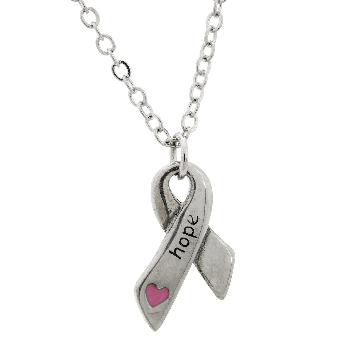 Heart & Hope Ribbon Pewter Necklace! - Aaria Tees