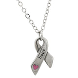Heart & Hope Ribbon Pewter Necklace! - Aaria Tees Aaria Tees