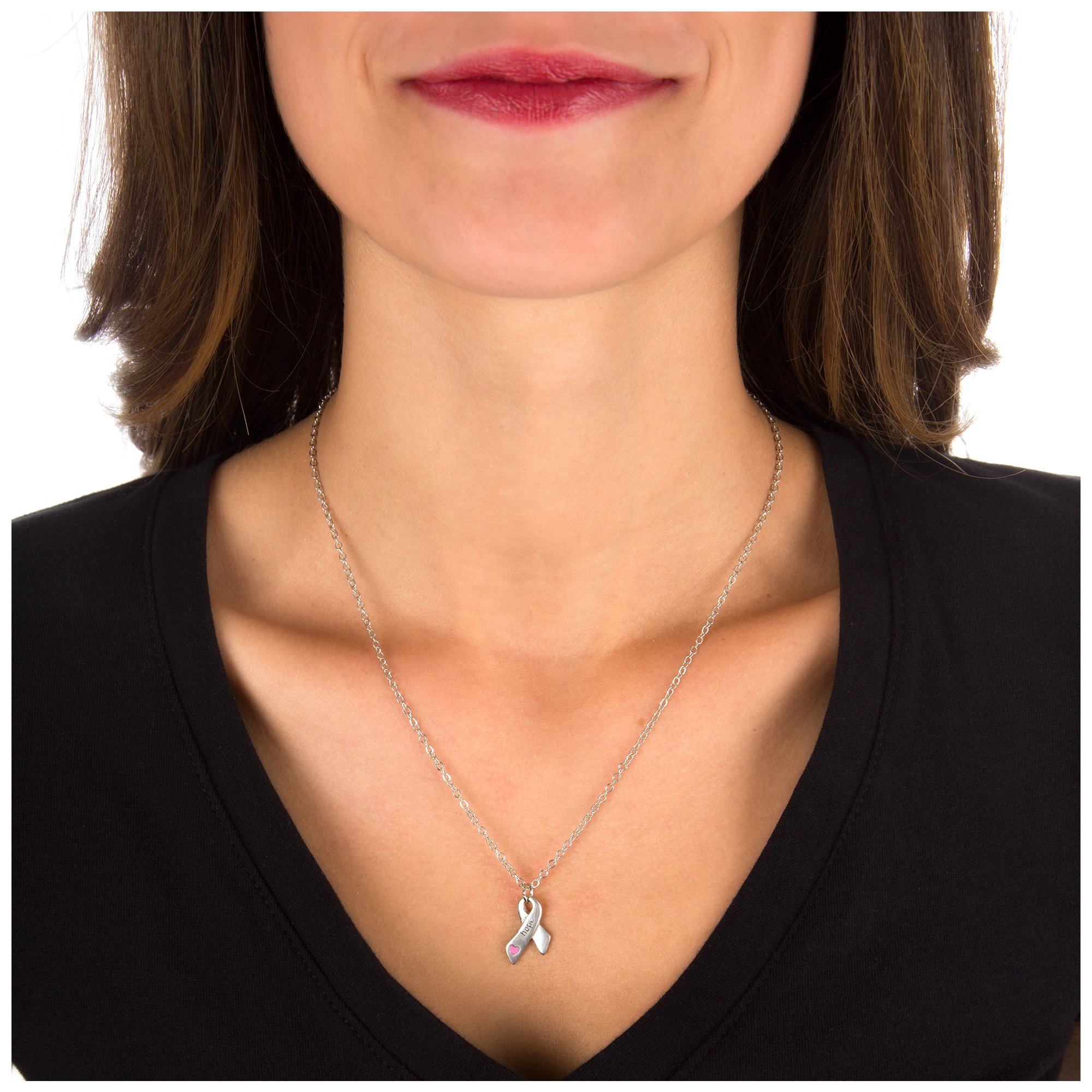Heart & Hope Ribbon Pewter Necklace! - Aaria Tees Aaria Tees