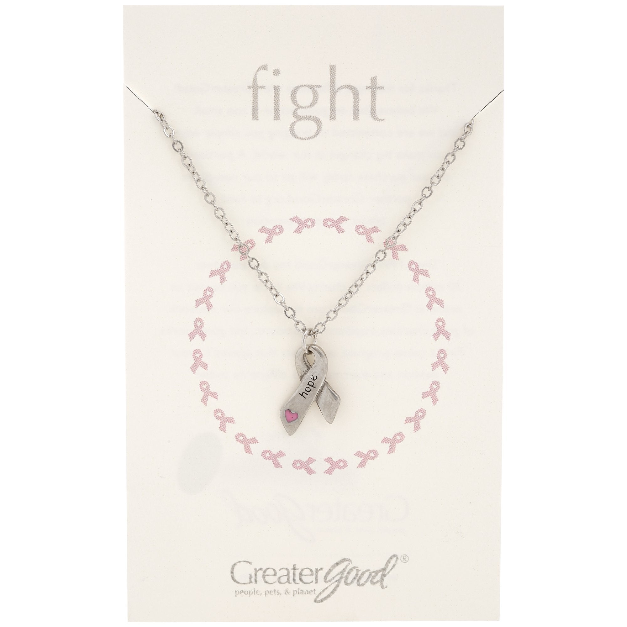 Heart & Hope Ribbon Pewter Necklace! - Aaria Tees Aaria Tees