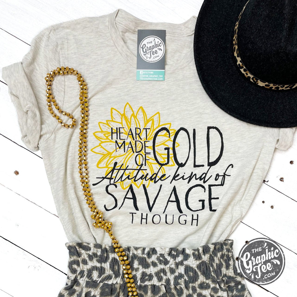Heart Made of Gold Attitude Kind of Savage Though Tee - Aaria Tees
