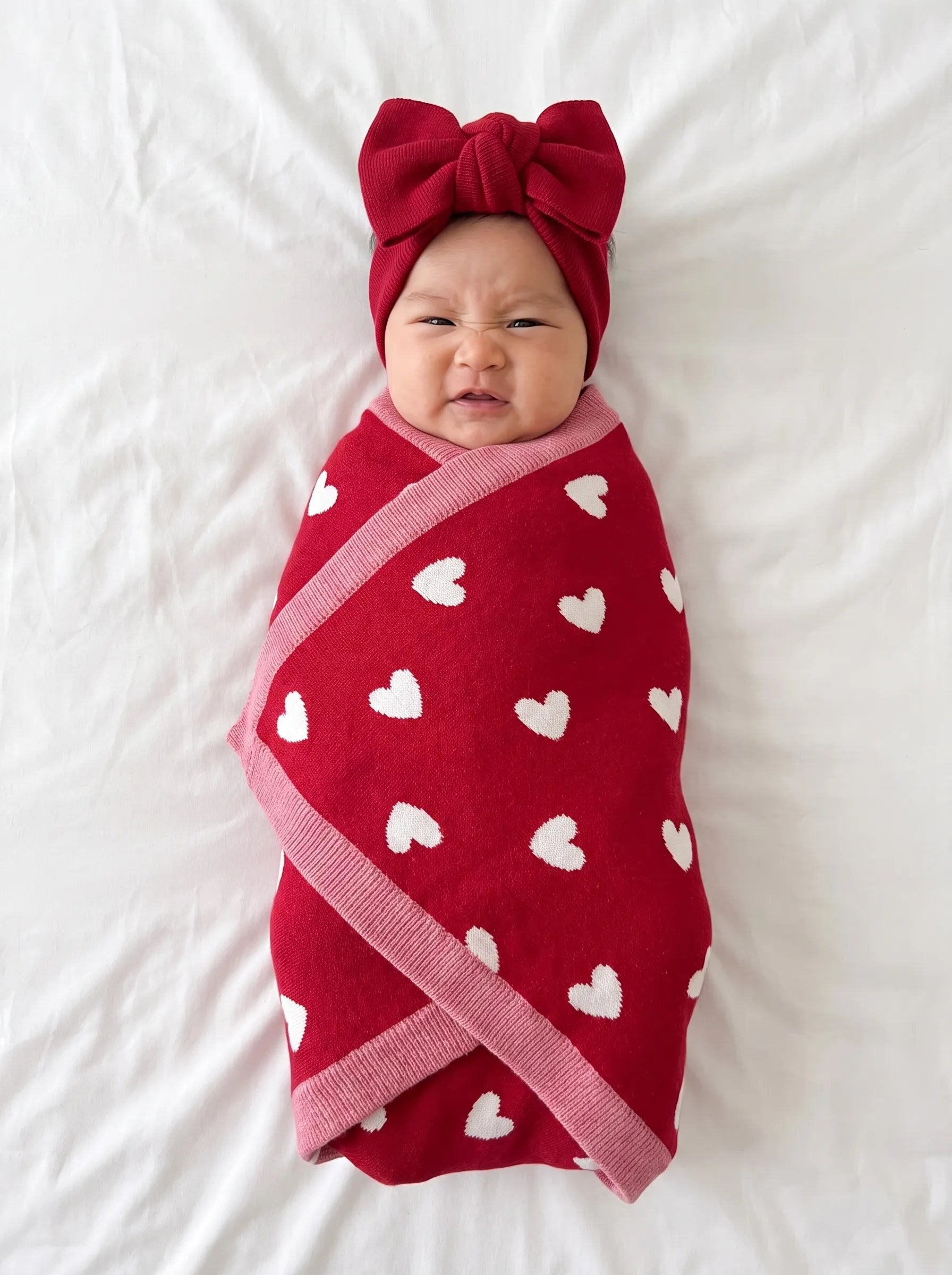 Valentine Heart Jacquard Baby Blanket - Aaria Tees Aaria Tees