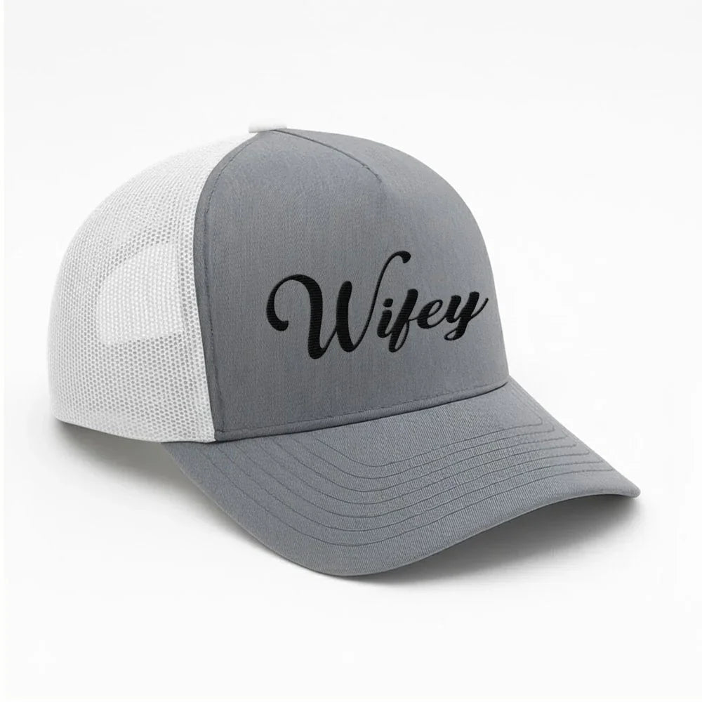 Embroidered Wifey Trucker Hat – Classic Mesh Cap for Wedding or Anniversary - Aaria Tees Aaria Tees