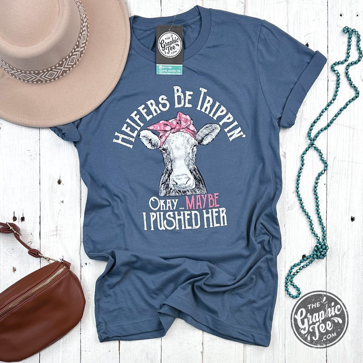 Heifers Be Trippin' Slate Short Sleeve Tee - Aaria Tees