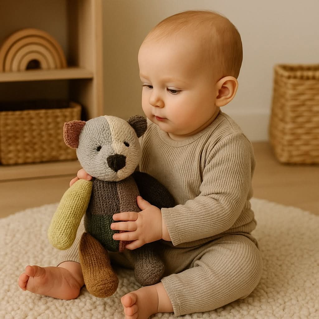 Wool Knit Buddy  | Dee the Patchwork Bear - Aaria Tees Aaria Tees