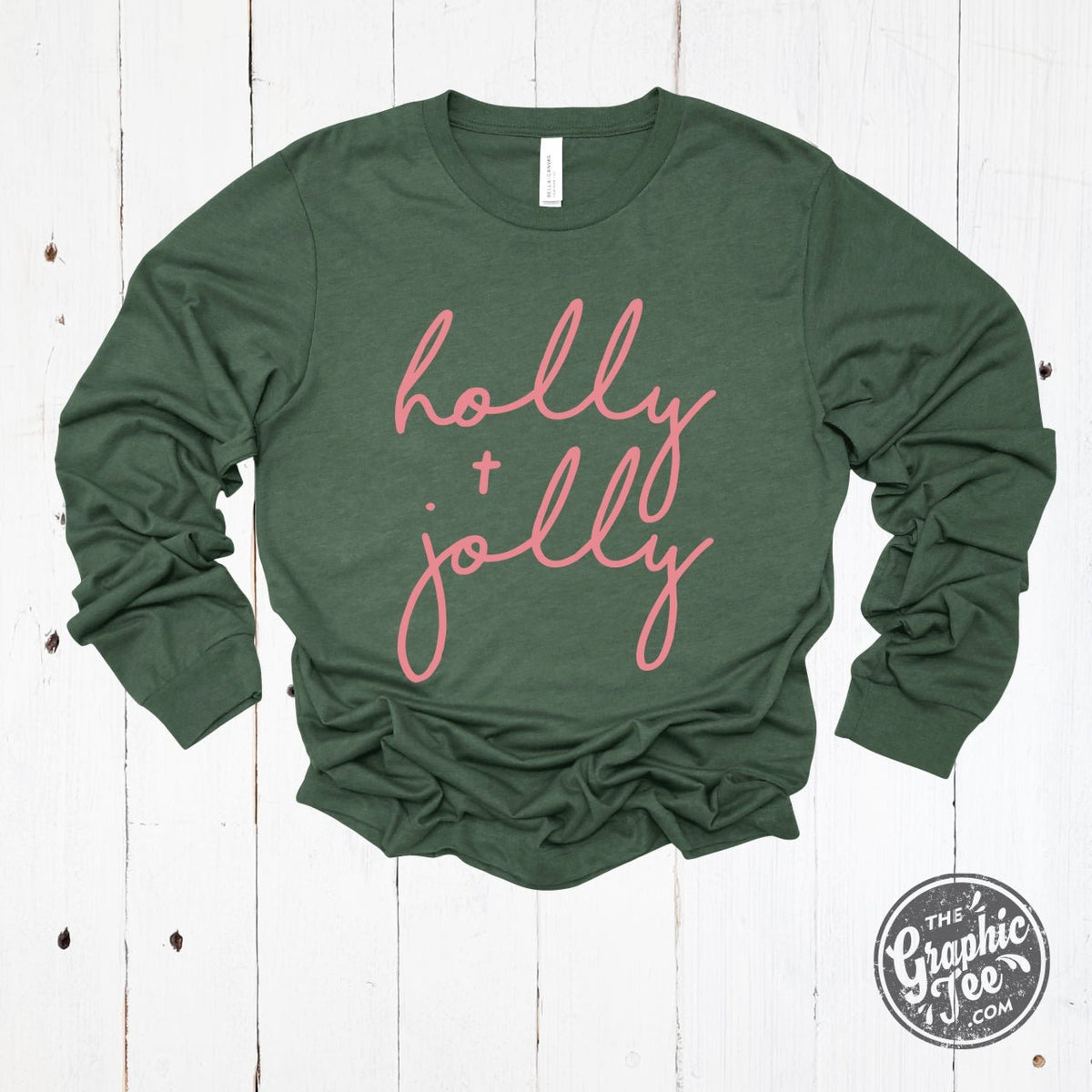 Holly + Jolly Heather Forest Long Sleeve Tee - Aaria Tees