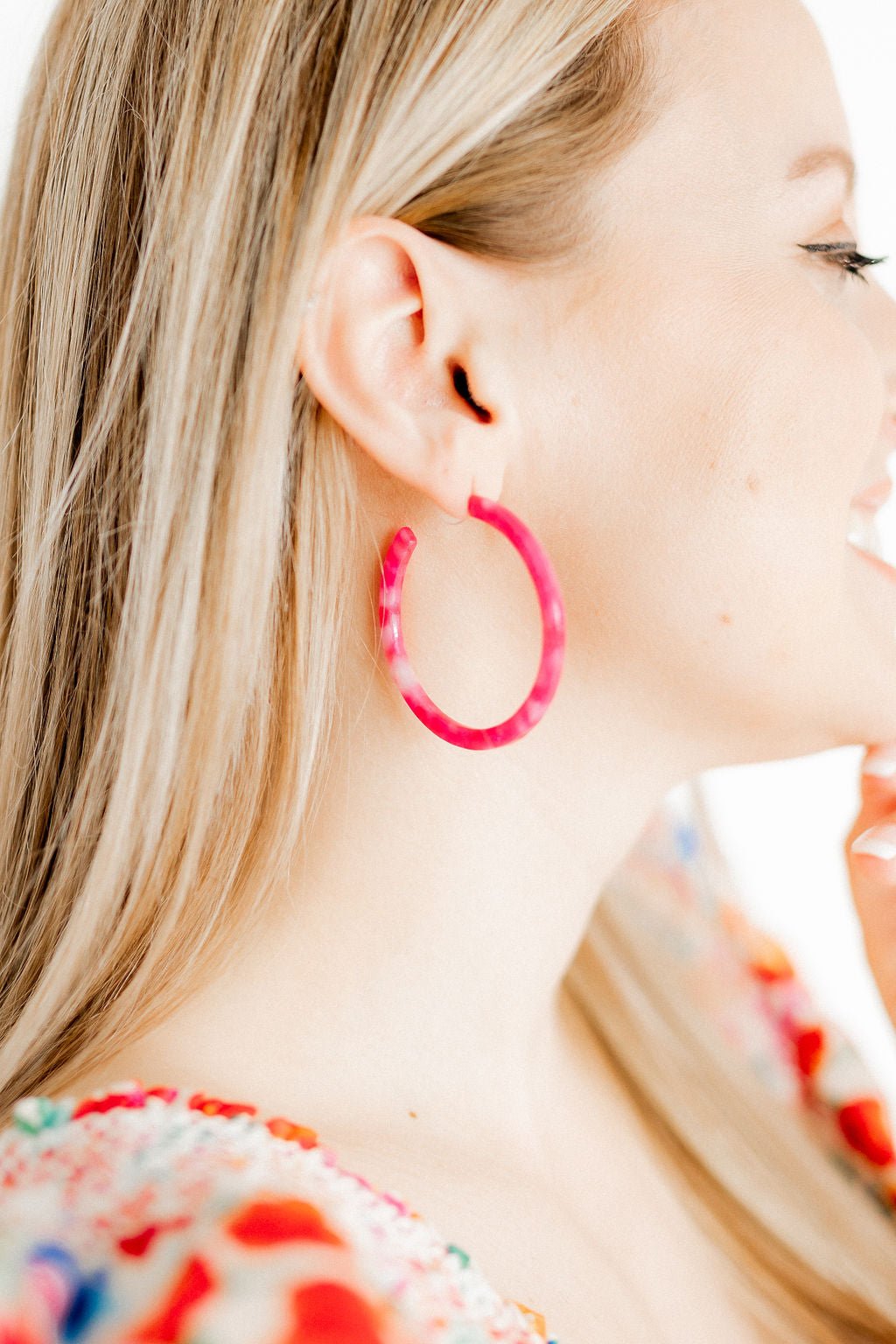 Holly Medium Hoop Earrings - Pink Party Punch - Aaria Tees Aaria Tees