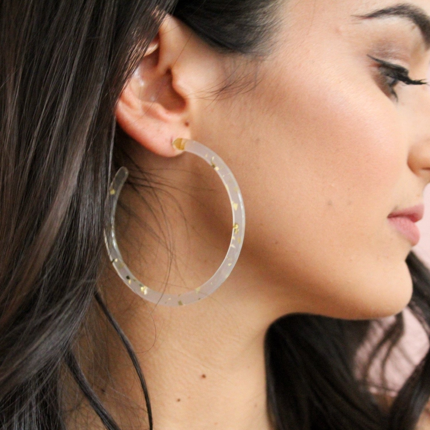 Holly Mega Hoop Earrings - Gold Confetti - Aaria Tees Aaria Tees
