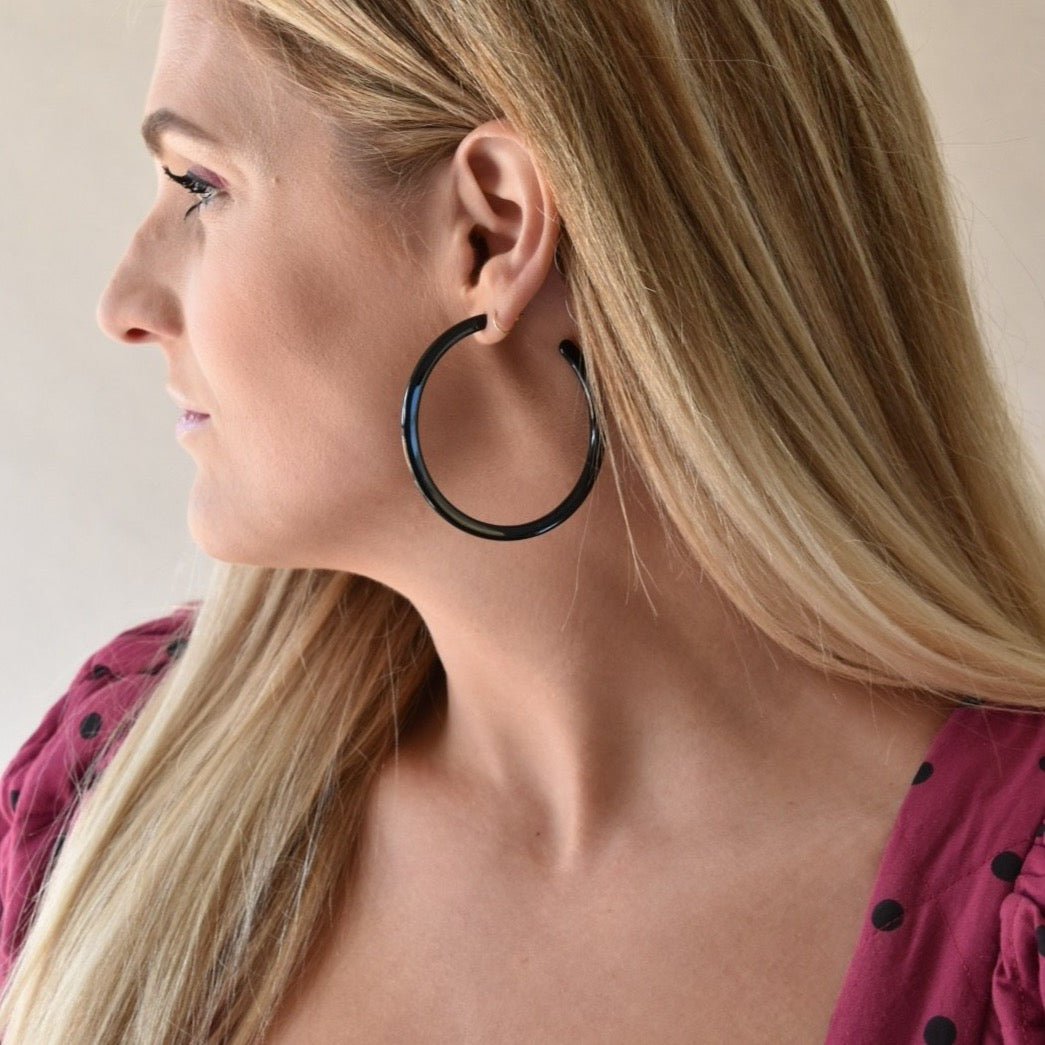 Holly Mega Hoop Earrings - True Black - Aaria Tees Aaria Tees