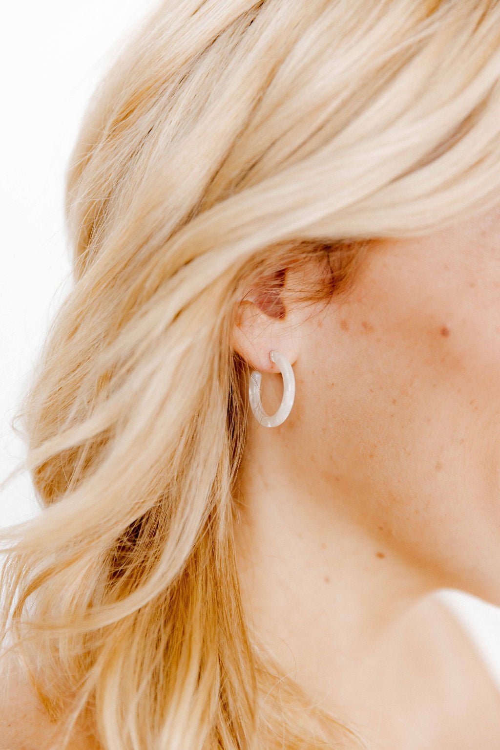 Holly Mini Hoop Earrings - Ivory Pearl - Aaria Tees Aaria Tees