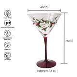 Christmas Holly Martini Glasses Aaria Tees