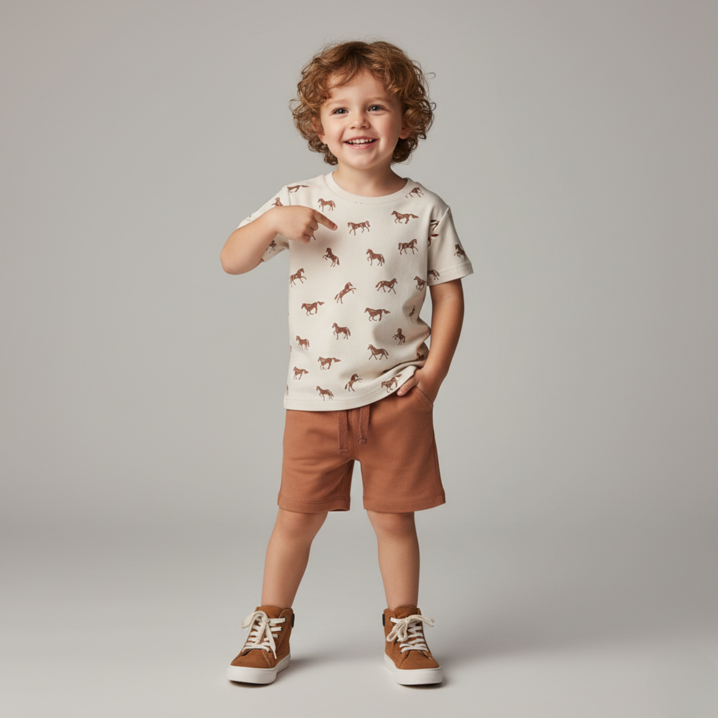 Organic Tee & Shorts Set - Horses - Aaria Tees Aaria Tees