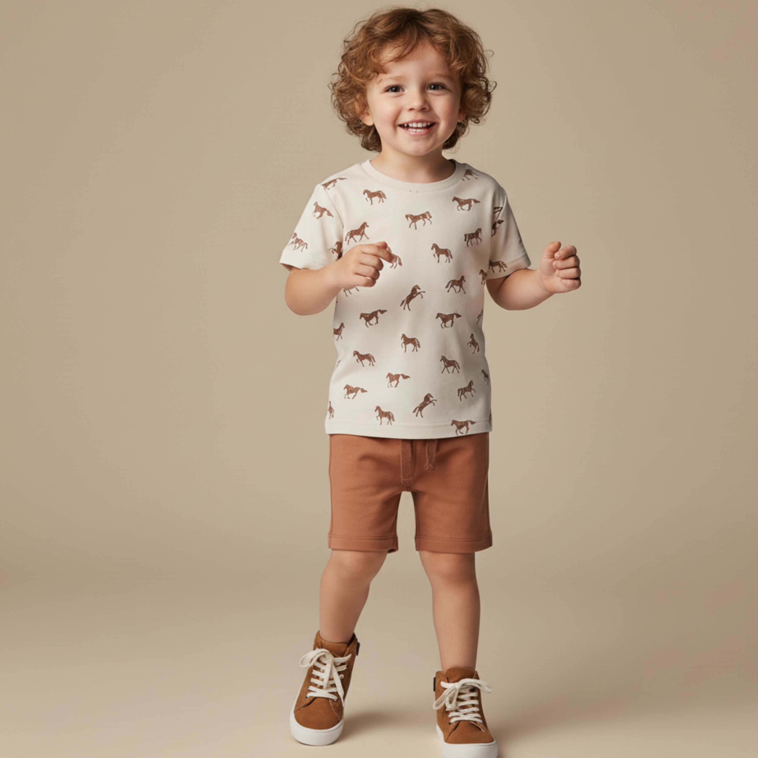 Organic Tee & Shorts Set - Horses - Aaria Tees Aaria Tees
