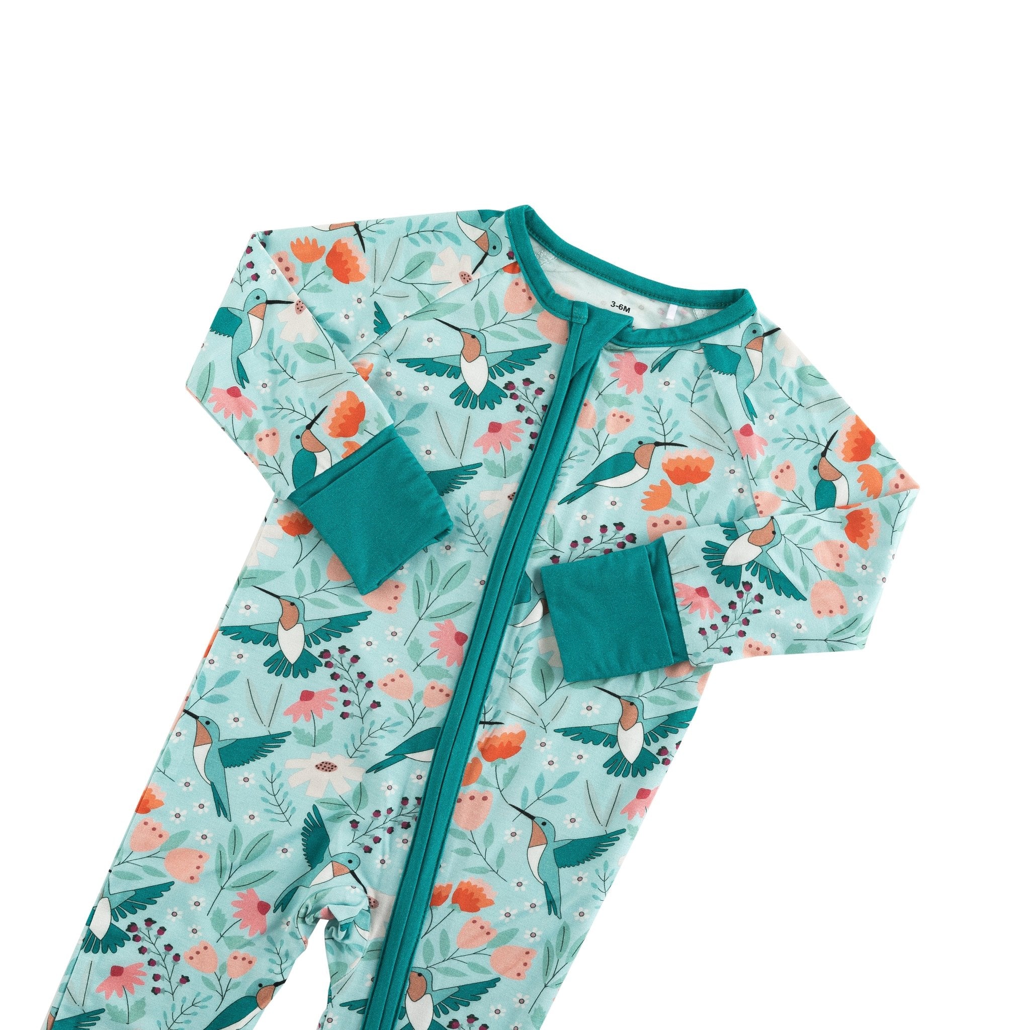 Hummingbird Bloom (Convertible Zip Footies) - Aaria Tees Aaria Tees