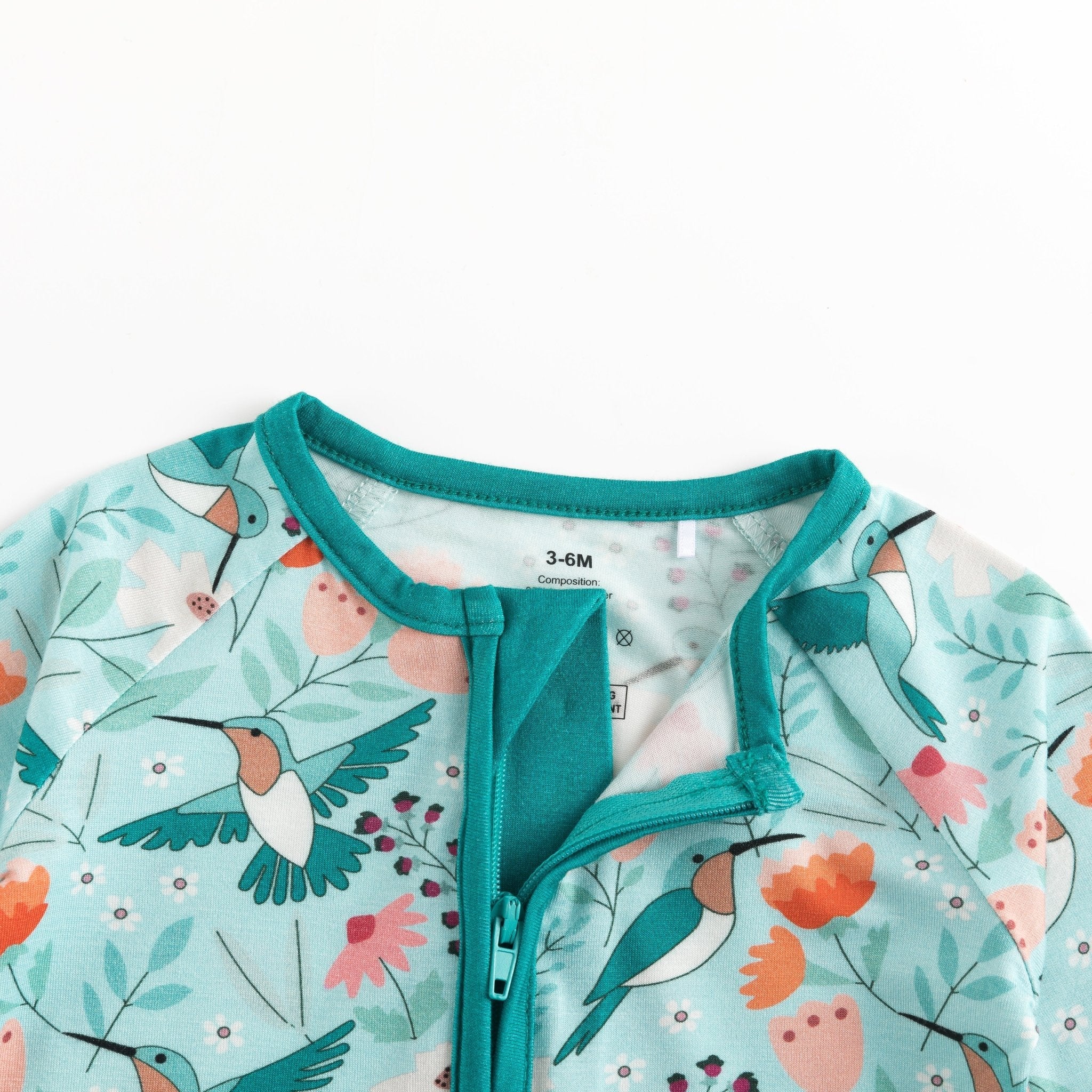 Hummingbird Bloom (Convertible Zip Footies) - Aaria Tees Aaria Tees