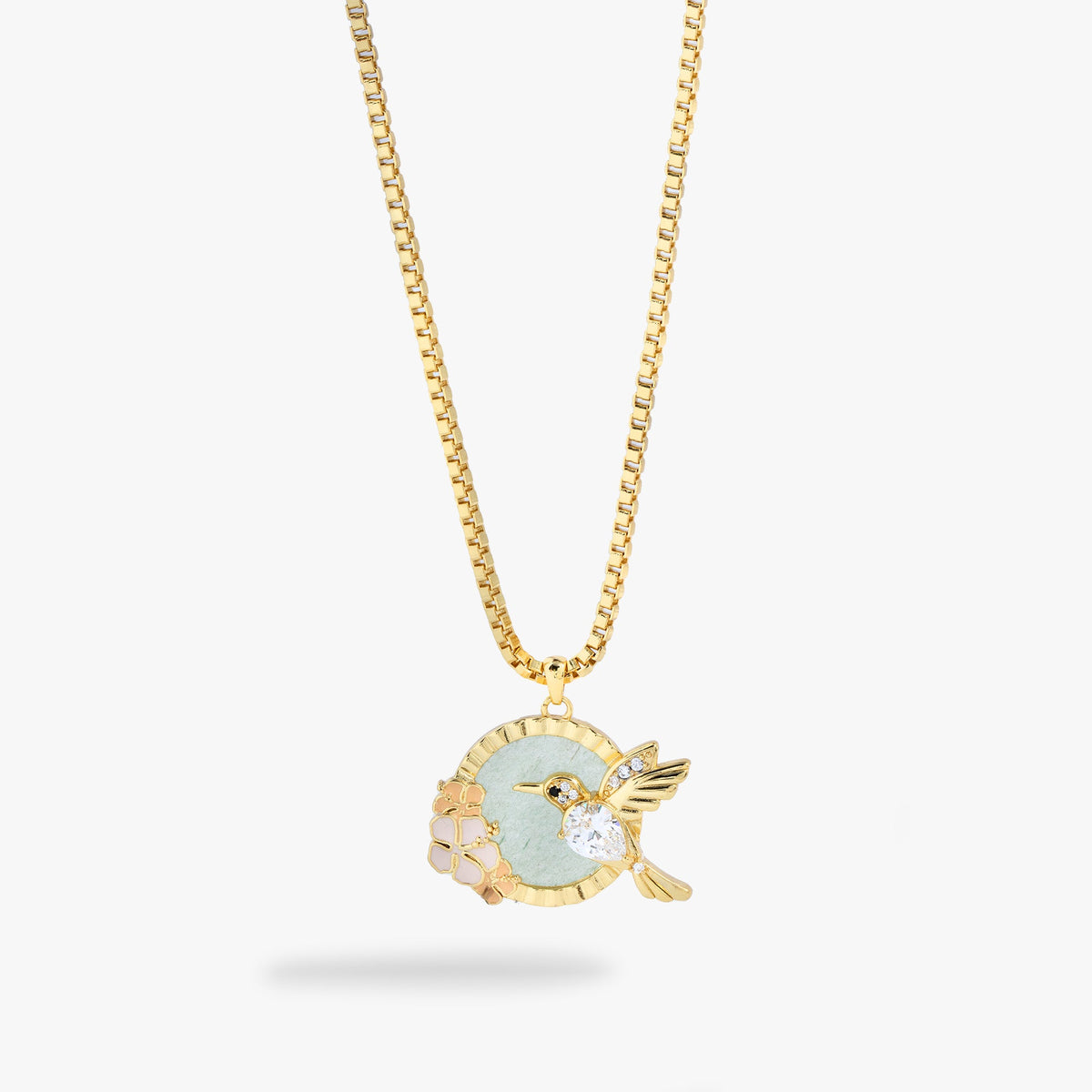 Hummingbird Gemstone Pendant Necklace - Aaria Tees