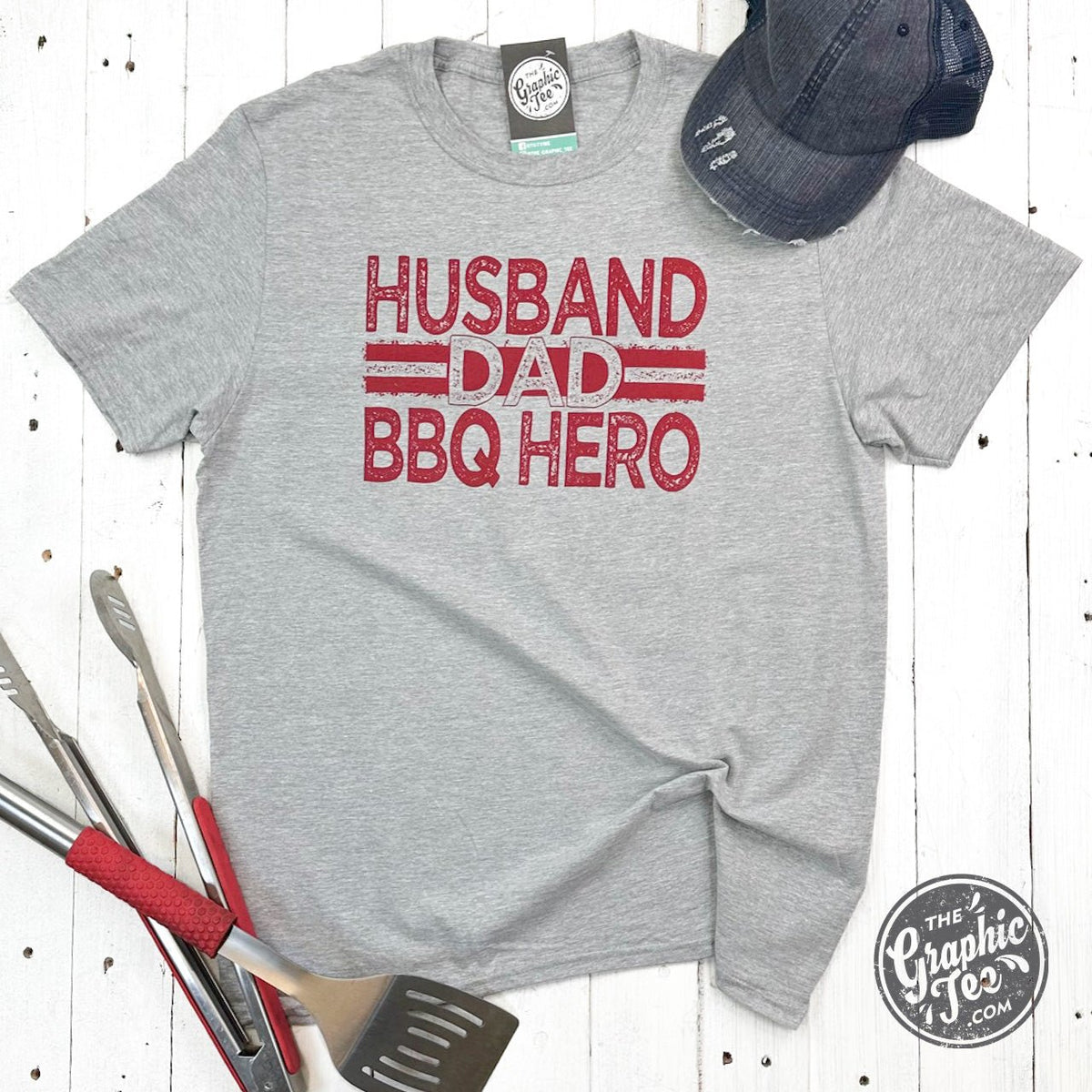 Husband. Dad. BBQ Hero. Short Sleeve Unisex Tee - Aaria Tees