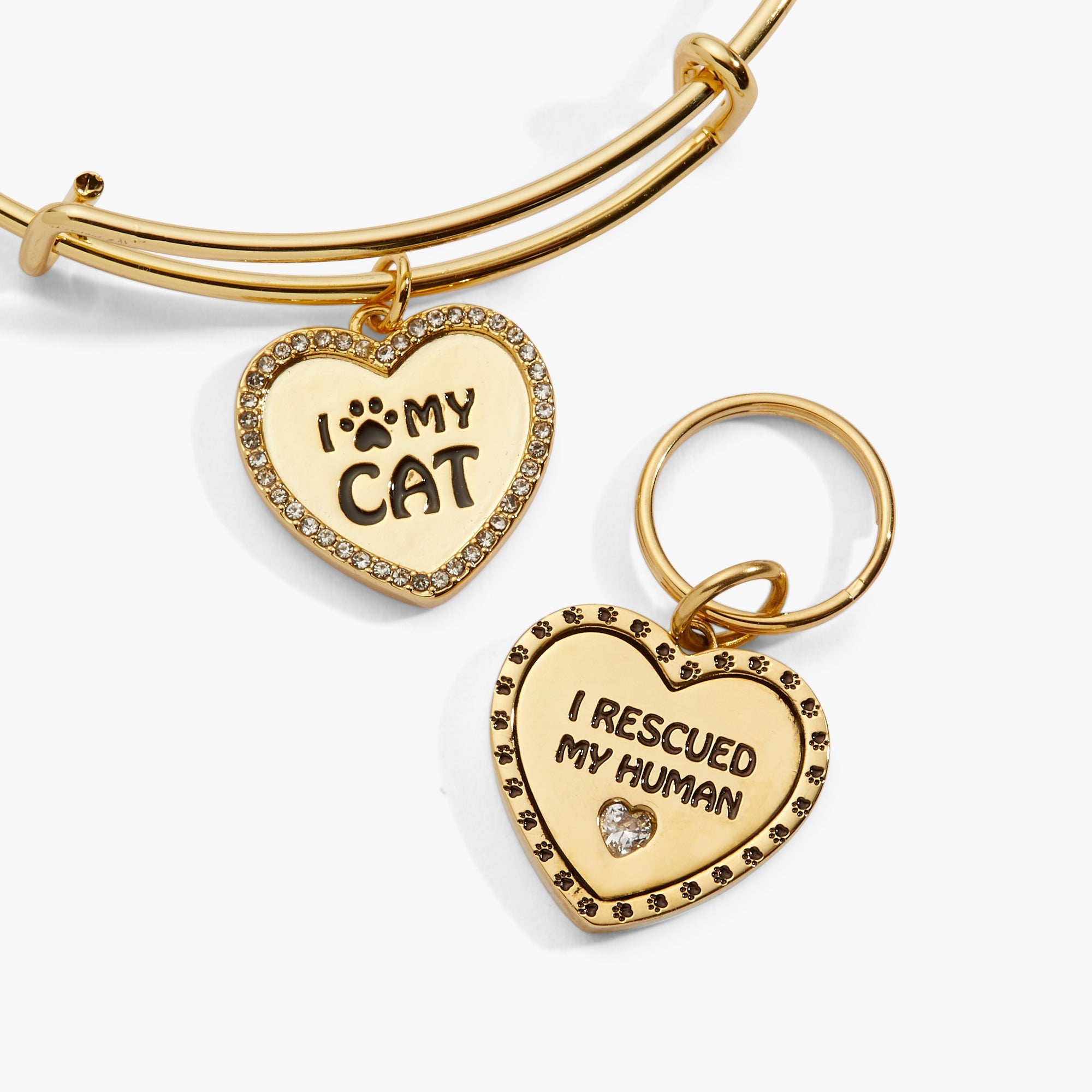 'I Love My Cat' Bangle & Pet Collar Charm Set of 2 - Aaria Tees Aaria Tees