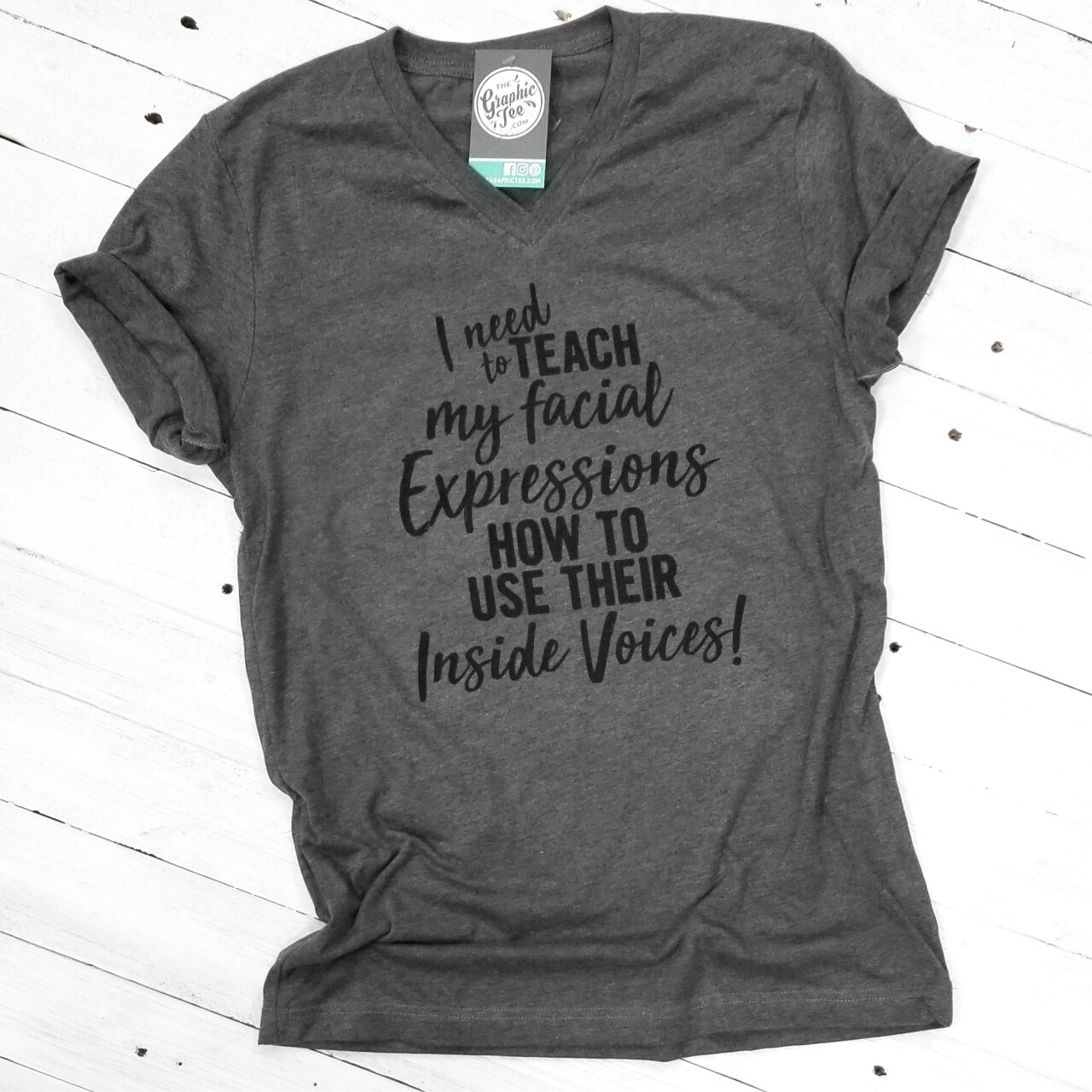 I Need to Teach My Facial Expressions - V-Neck Tee - Aaria Tees Aaria Tees