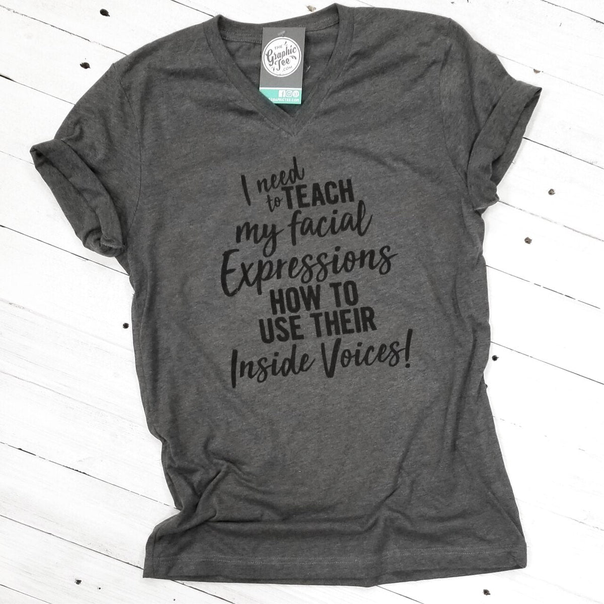 I Need to Teach My Facial Expressions - V-Neck Tee - Aaria Tees