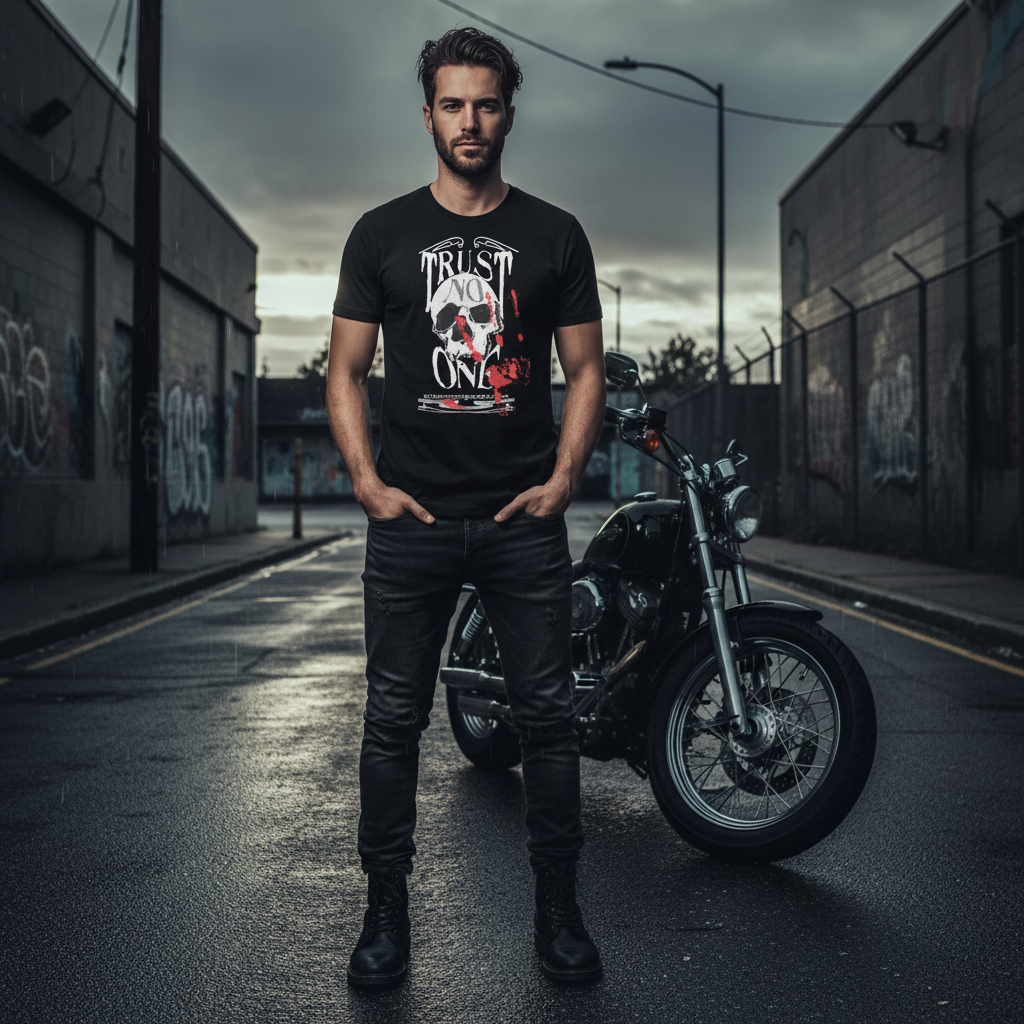 Trust No One Skull T-Shirt - Edgy Graphic Tee for Men - Aaria Tees Aaria Tees